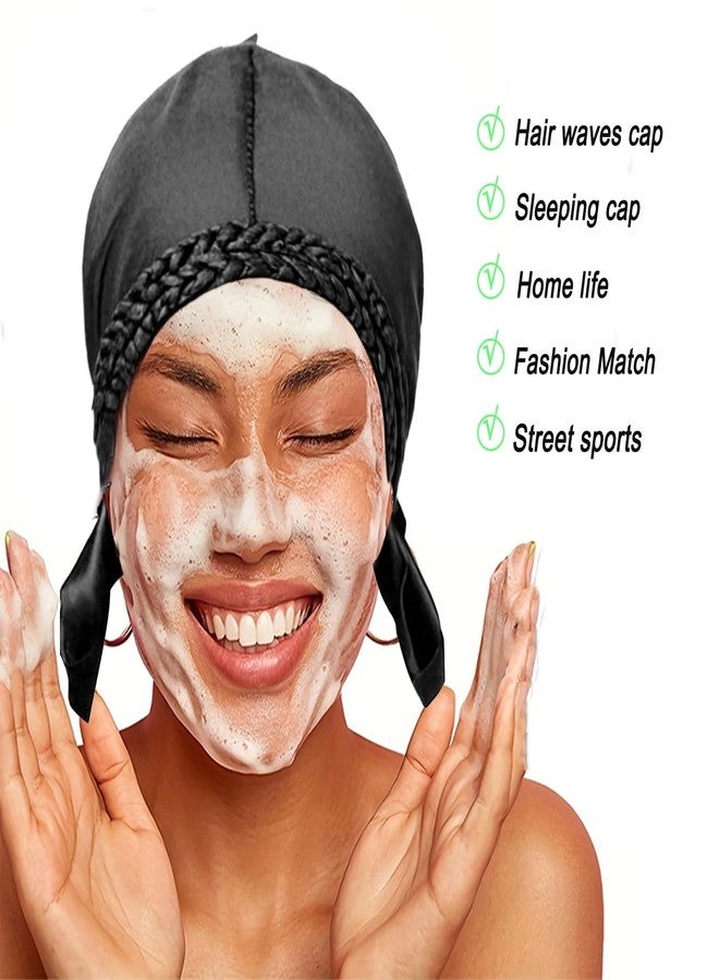 مجموعة من 3 قطع من أغطية الرأس الرجالية الحريرية، أغطية رأس قابلة للتهوية، مناسبة للضفائر، توفر حماية من الشمس، مناسبة لراكبي الدراجات النارية والهيب هوب. - Image 4